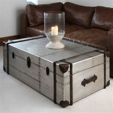 A coffee table is the focus of any living room furniture layout and creates the perfect spot for entertaining. Silver Trunk Coffee Tables | Chest coffee table, Coffee ...
