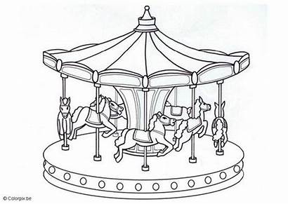 Coloring Round Merry Carousel Pages Templates