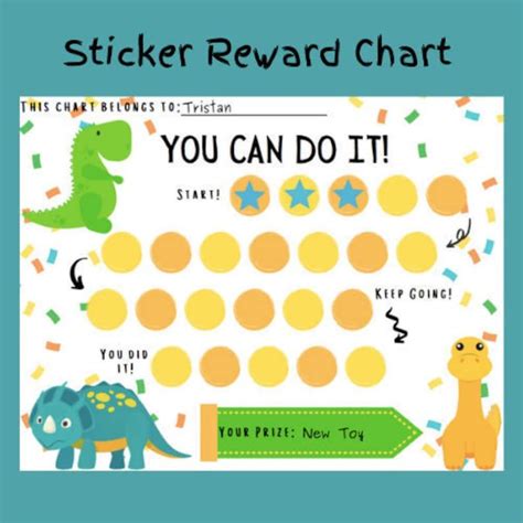 Dinosaur Sticker Reward Chart Sticker Reward Chart Reward Etsy Reward