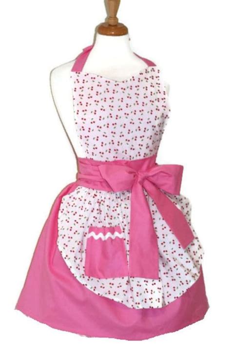 Pink Pin Up Retro Cherry Apron Pinup 50s Rockabilly Apron