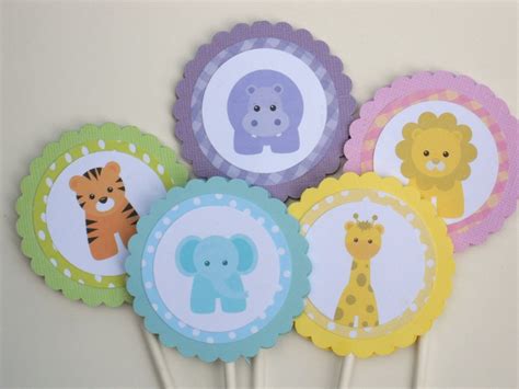 Baby Jungle Or Zoo Animals Cupcake Toppers Set Of 15