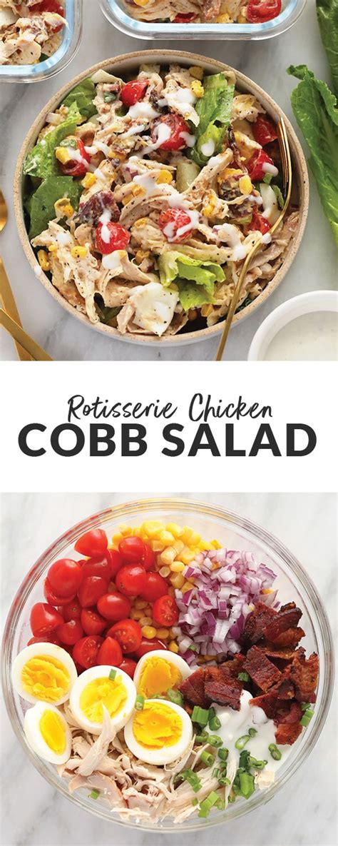 Rotisserie Chicken Cobb Salad Great For Meal Prep Fit Foodie Finds