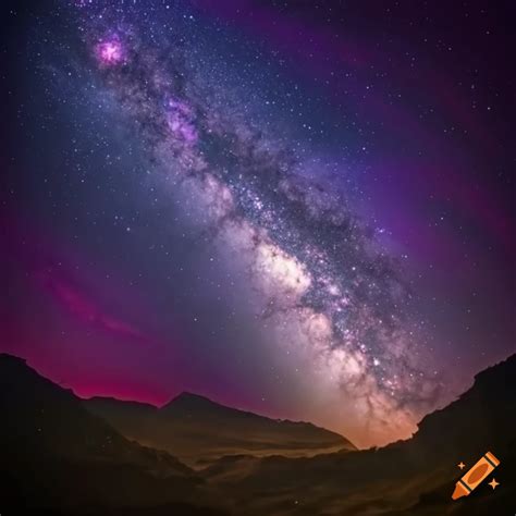 Purple Milky Way Galaxy In Outer Space