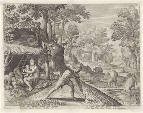 Adam En Eva Aan Het Werk Buiten Het Aards Paradijs Johann Sadeler I