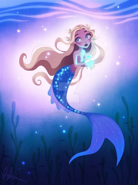Mermaid With Glowing Fish By Dylanbonner On Deviantart Mermaid Art