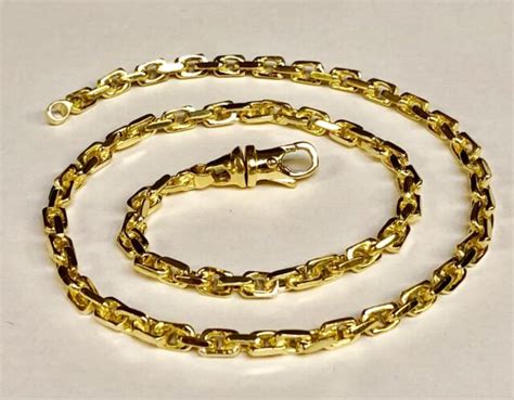 18kt Solid Yellow Gold Handmade Link Mens Chainnecklace 26 60 Grams