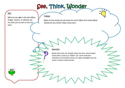 See Think Wonder A Worksheet To Stimulate Deep Thinking Opinion And