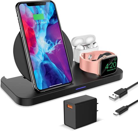 Kkm Wireless Charger 3 In1 Fast Wireless Charging Station For Apple