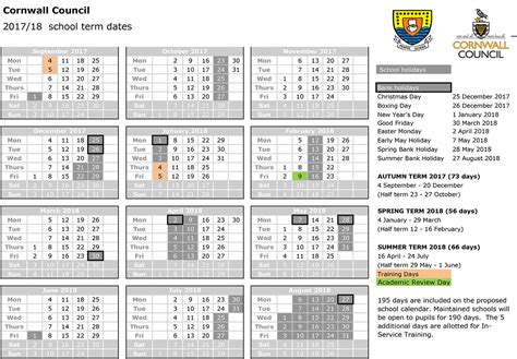 Term Dates 2017 18 Penpol Primary School