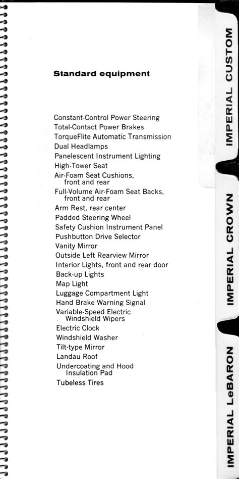 1960 chrysler imperial showroom brochure specifications