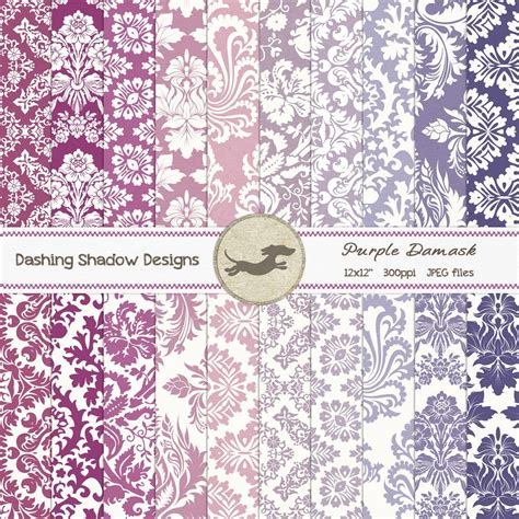 Digital Printable Scrapbook Craft Paper Purple Damask Etsy All Paper