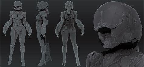 Sci Fi Female Soldier Free 3d Model 3d Printable Ztl
