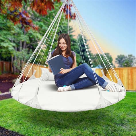 Sorbus Hanging Swing Nest With Pillow Double Hammock Daybed Saucer Style Lounger Swing For