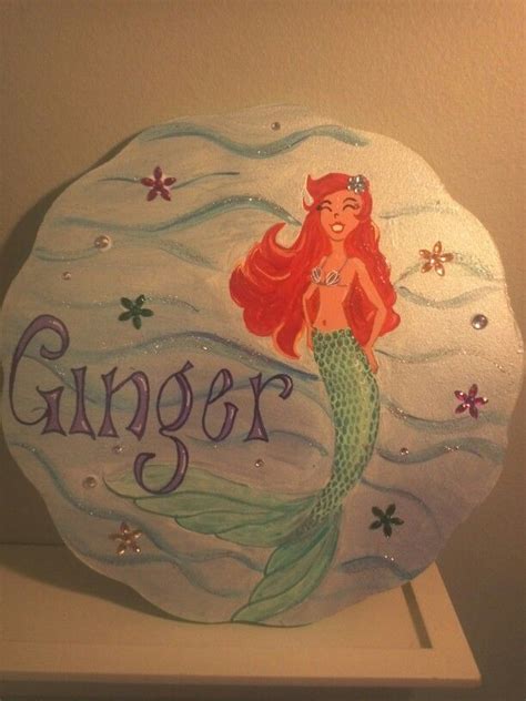 Mermaid Name Plaque Personalized Hand Painted Name Art Ginger Mermaid