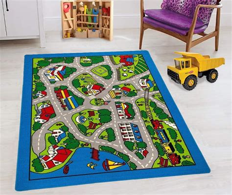 Kids Car Road Rugs City Map Play Mat For Classroombaby Room Non Slip