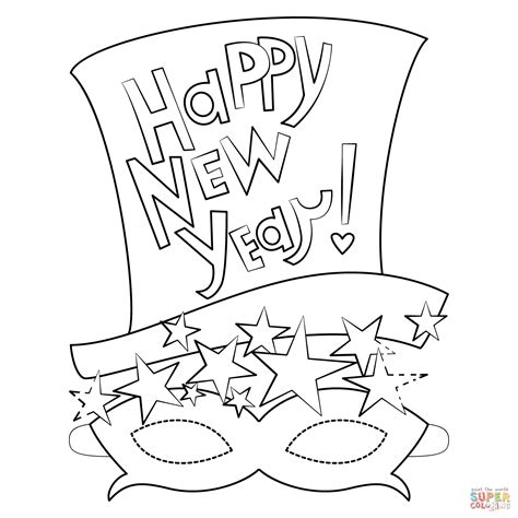Happy New Year Mask Coloring Page Free Printable Coloring Pages