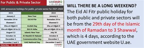 Uae Public Holidays 2021 When Is Eid Al Fitr And Eid Al Adha In 2021