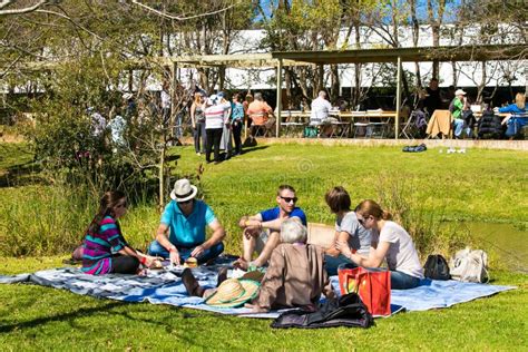 Diverse People At An Outdoor Food And Wine Festival Editorial Stock