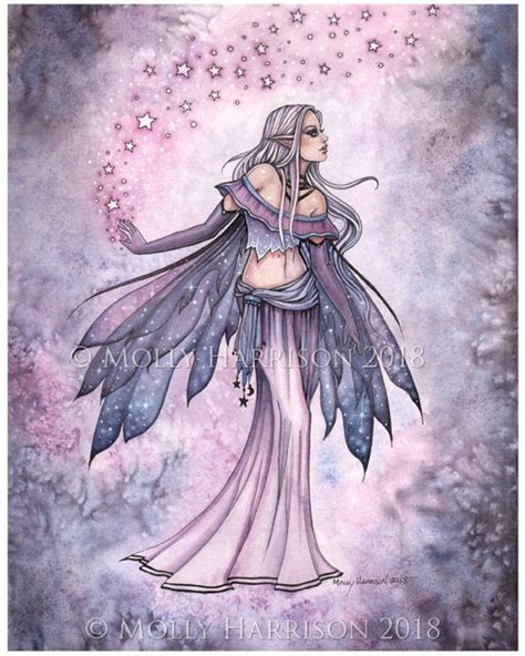Captured Sky Celestial Fairy Watercolor Illustration Fine Etsy