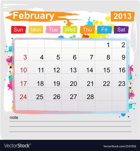 Calendar February 2013 Royalty Free Vector Image