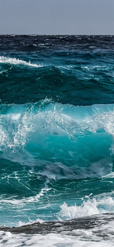 Download 1125x2436 Wallpaper Blue Sea Wave Shore Water Iphone X