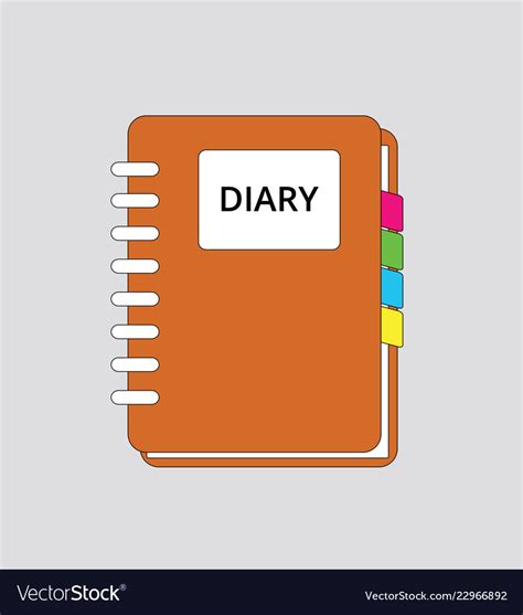 Diary Book Icon Simple Flat Orange Color Vector Image