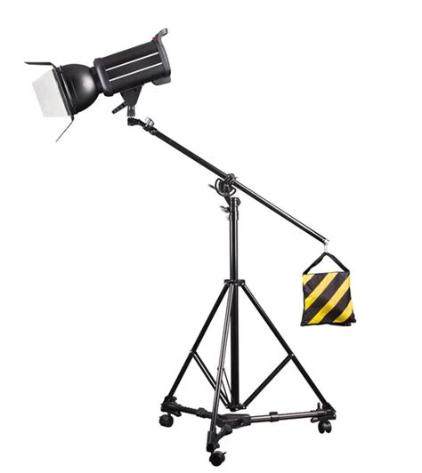 Photography Studio Flash On A Lighting Stand Isolated On White