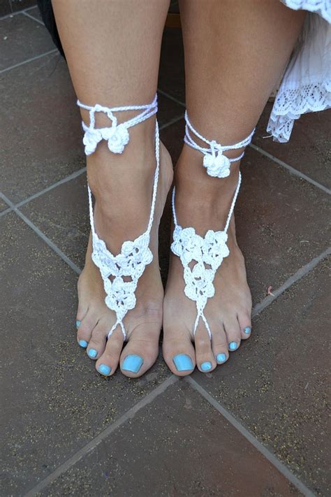 white sexy crocheted barefoot sandals steampunk victorian