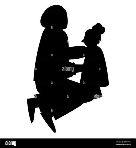 Black Silhouette Of A Mother Comforting And Communicating With Her