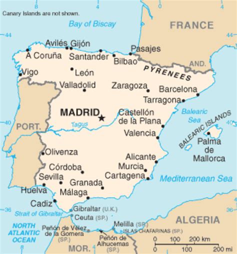 Cartina Geografica Spagna Mappaspagna It