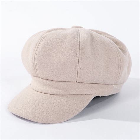 Ladies Womens Girls Wool Blend Baker Boy Peaked Cap Newsboy Hat