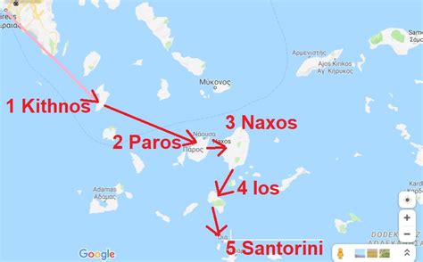 Wyspy Cyklady mapa Grecja Porównanie wysp greckich