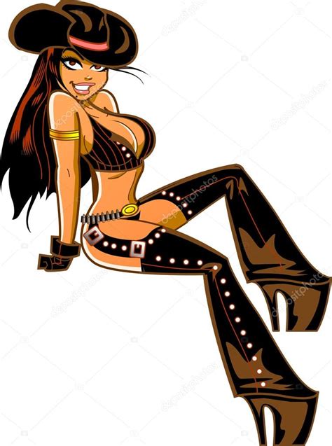 sexy brunette cowgirl stock vector by ©kennyk 90094520