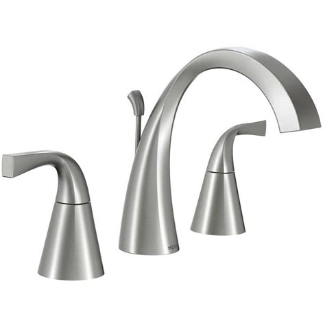 Not sure what faucet to choose? Moen Oxby Spot Resist Brushed Nickel 2-Handle Widespread ...