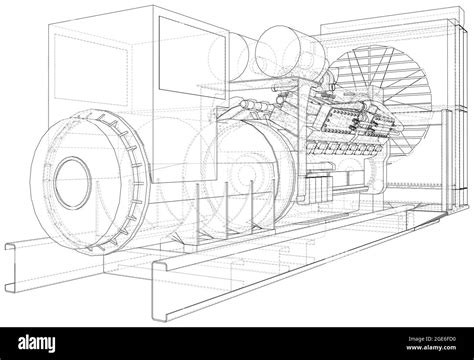 generador diésel las capas de líneas visibles e invisibles están separadas formato eps10