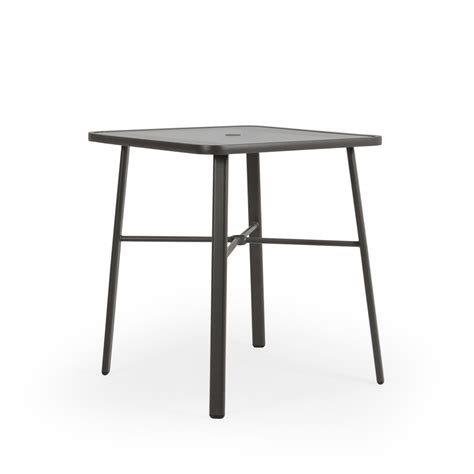 Madeira Outdoor 36 Square Glass Top Bar Height Table In Charcoal