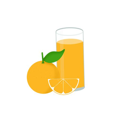 Orange Juice Illustration With Glass And Orange Slice PNG