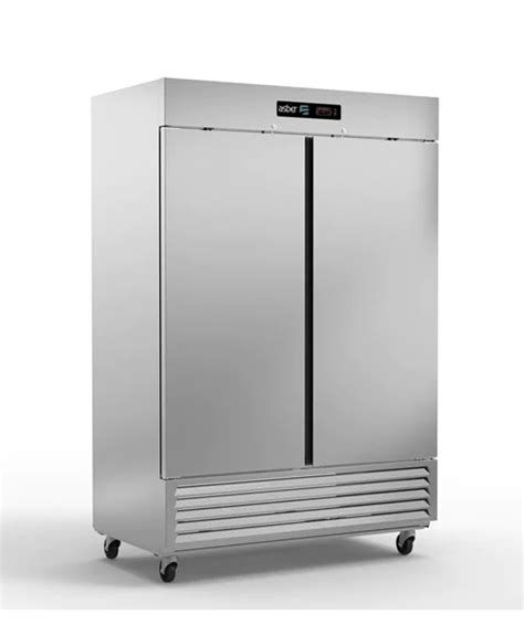 Refrigerador Vertical Dos Puertas Solidas Acero Inoxidable Asber Arr 49