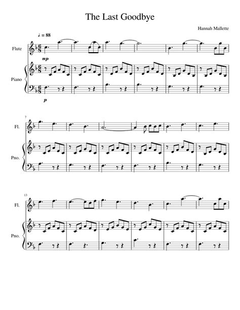 The Last Goodbye Sheet Music For Piano Flute Solo