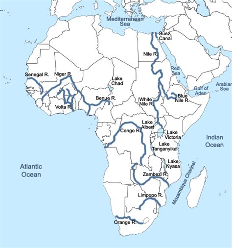 The dam's hydroelectric power plant generates most of ghana's electricity. map of Africa with rivers labeled | Africa map, World map europe, Africa quiz