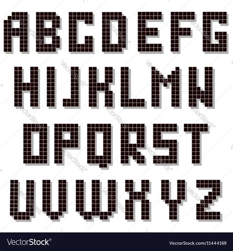 Pixel Alphabet Isolated Digital Font Royalty Free Vector