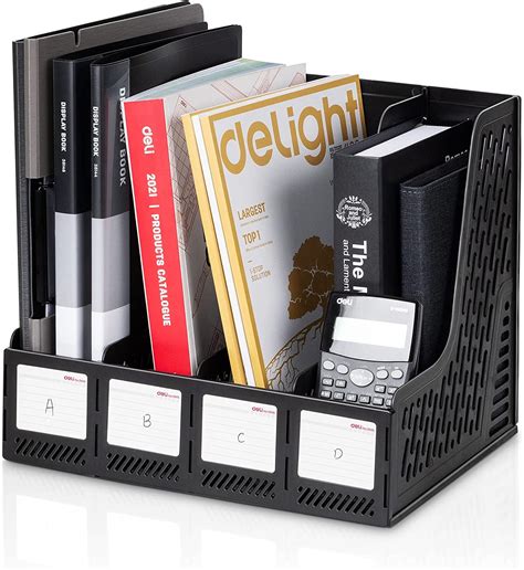 Deli Magazine File Book Holder Desktop Organizer 4 Compartments