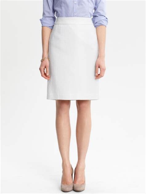 Banana Republic Textured Cotton Pencil Skirt In White Lyst