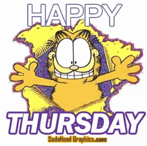 Animated Happy Thursday Garfield Sparkling Glitters GIF GIFDB Com