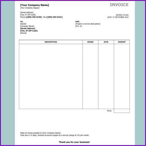 Free Invoice Templates For Word Documents Hot Sex Picture