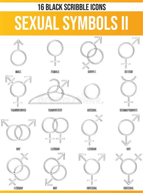 Scribble Black Icon Set Sexual Symbols Ii Stock Vector Illustration Of Icon Bisexual 136725113