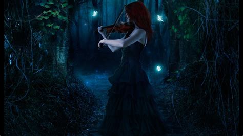 Night Violin Fairies Forest Wallpapers Hd Desktop And