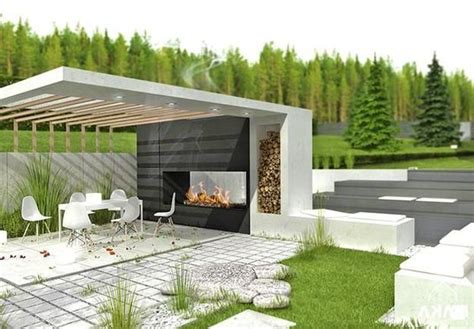 Outdoor Living Spaces With Fireplaces Modern Ideas Backyard Design