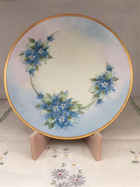 Nippon Plate Vintage 1910 1930 Hand Painted Forget Me Etsy Hand