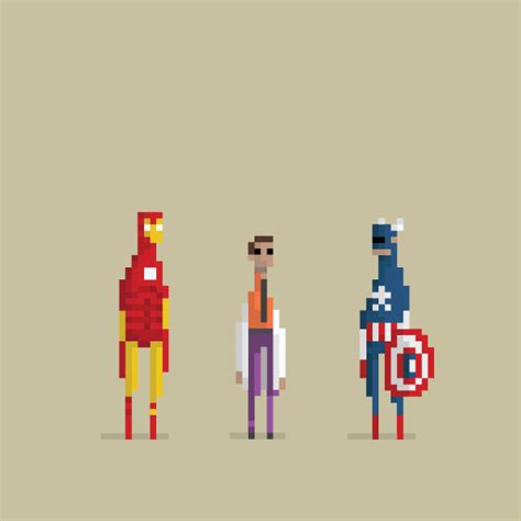 Super Heroes 8 Bit Comic Pixel Art Motion Graphics 